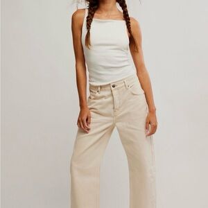 Free People NWT we the free deep trance mid rise dropped boyfriend jeans in crem